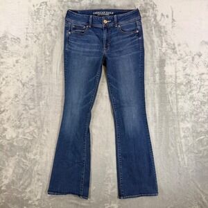 American Eagle Super Stretch Kick Boot Jeans Women's 10 Long Dark Blue Pants